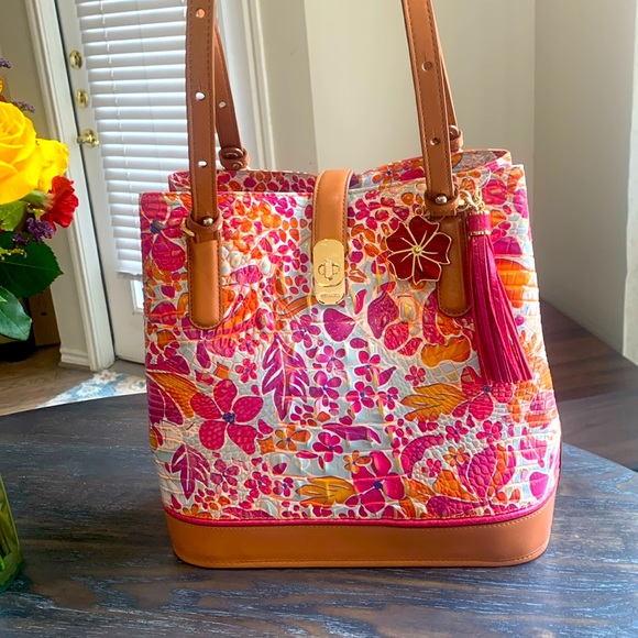 Brahmin Handbags - Brahmin Fiora neon floral freehand leather shoulder bag NWT
